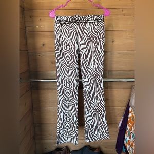 zebra print flare pants